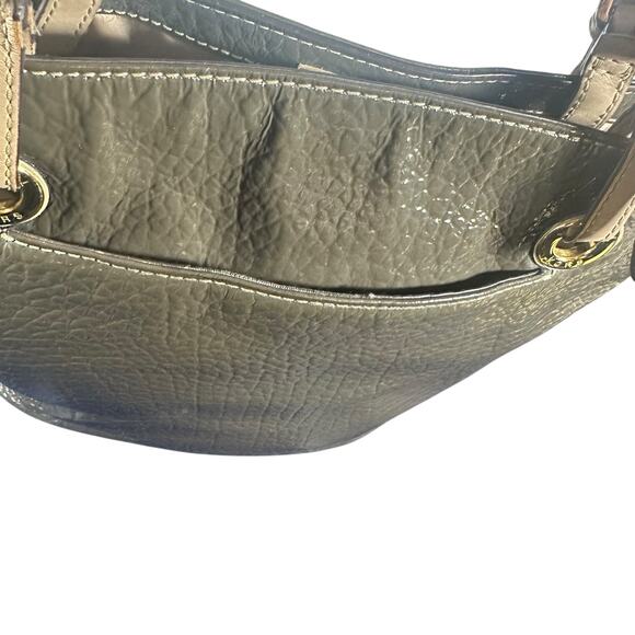 Michael Kors Brown Patent Leather Tote Bag Gold Hardware Shoulder Handbag - Picture 6 of 13